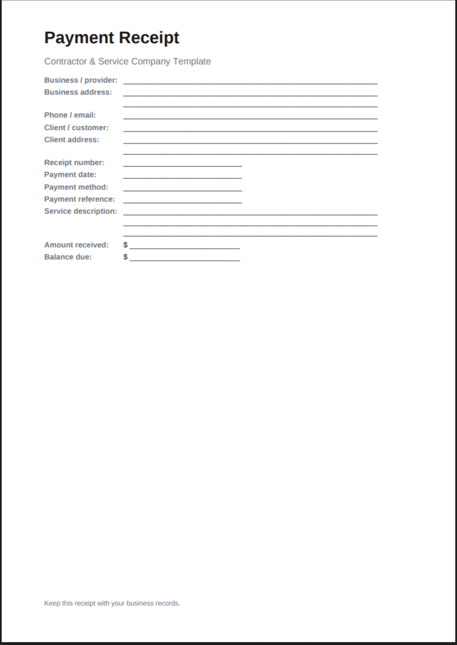 Full-page preview of the receipt-template.pdf included in the Starter Kit.